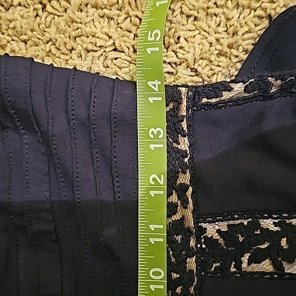 TADASHI SHOJI PINTUCK JERSEY AND LACE DRESS IN NAVY NUDE, SZ SMALL - Picture 15 of 16